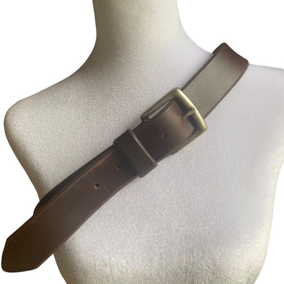 Other - Leather Dark Brown Belt Brushed Silver Buckle 36/90 7754-020 Mexico